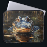 Cute Alligator in the Florida Everglades Painting Laptop Sleeve<br><div class="desc">A playful painting of a cute alligator basking in the lush Florida Everglades. Surrounded by rich green foliage,  tranquil waters,  and glimpses of native flora,  this design captures the whimsical charm of the swampy landscape with artistic flair.</div>