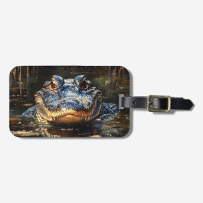 Cute Alligator in the Florida Everglades Painting Luggage Tag