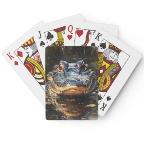 Cute Alligator in the Florida Everglades Painting Poker Cards