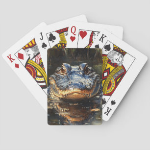 Cute Alligator in the Florida Everglades Painting Poker Cards