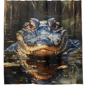 Cute Alligator in the Florida Everglades Painting Shower Curtain