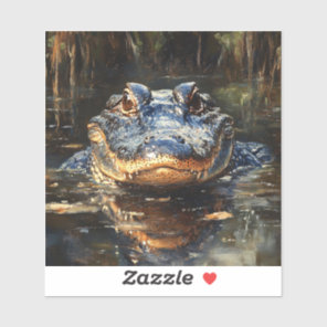Cute Alligator in the Florida Everglades Painting Sticker