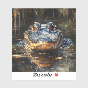 Cute Alligator in the Florida Everglades Painting Sticker