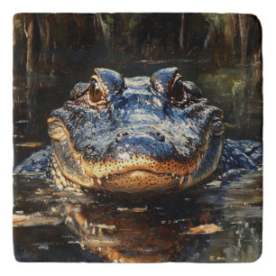 Cute Alligator in the Florida Everglades Painting Trivet