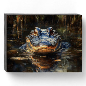 Cute Alligator in the Florida Everglades Painting Wooden Box Sign