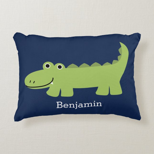 Cute Alligator Kids Accent Pillow (Front)