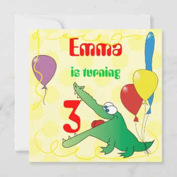 Cute Alligator Kids Birthday Party Invitations by goodmoments at Zazzle