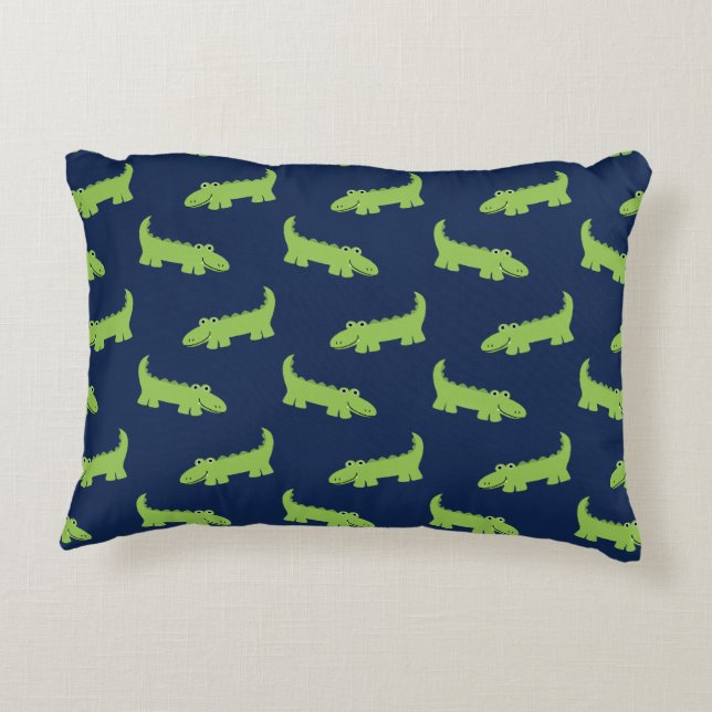 Cute Alligator Pattern Kids Accent Pillow (Back)