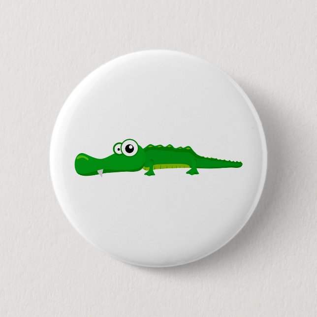 Cute alligator pinback button (Front)