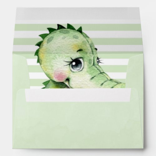 Cute Alligator Watercolor Hibiscus Baby Shower Envelope