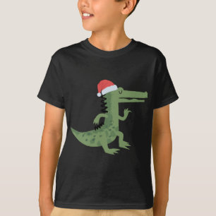Cute Alligator With Santa Hat Funny Christmas T-Shirt