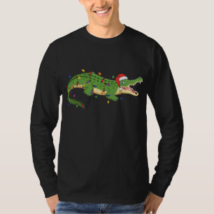 Cute Alligator With Santa's Hat Christmas Lights X T-Shirt