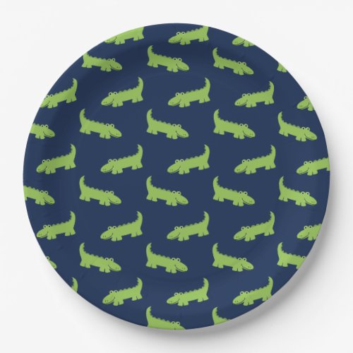 Cute Alligators Pattern Birthday Paper Plates
