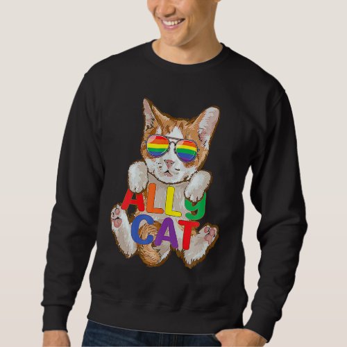 Cute Ally Cat LGBT Gay Rainbow Pride Flag Kitten S Sweatshirt