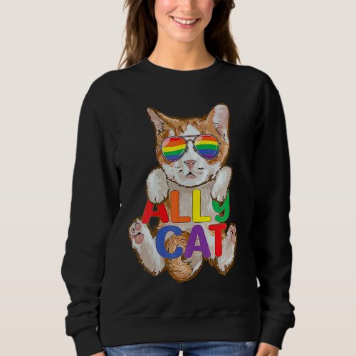 Cute Ally Cat LGBT Gay Rainbow Pride Flag Kitten S Sweatshirt