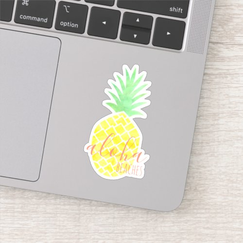 Cute Aloha Beaches Tropical Watercolor Pineapple Sticker