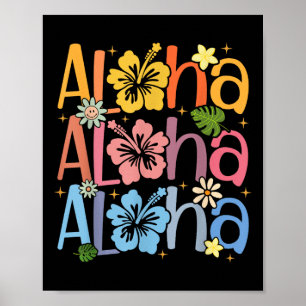 Cute Aloha Hawaiian Summer Vacation Shaka Hibiscus Poster