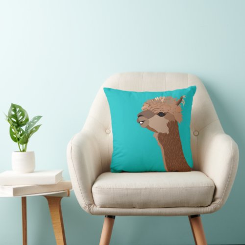 Cute Alpaca Animal   Throw Pillow