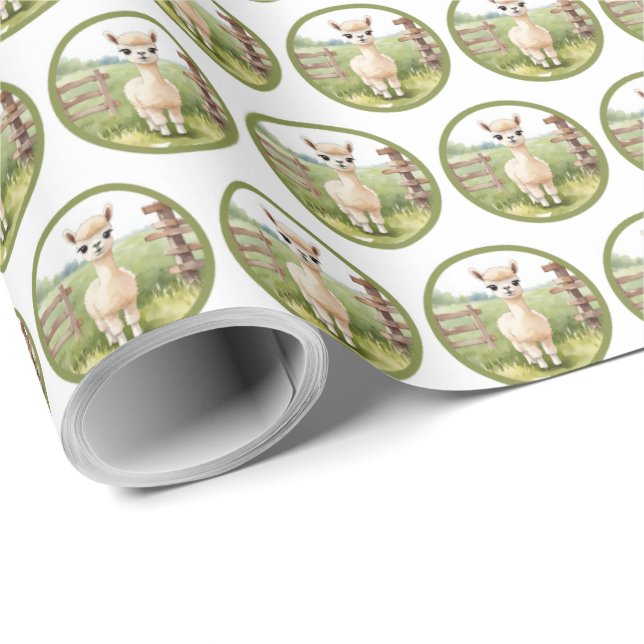 Cute Alpaca Baby Gift Wrapping Paper (Roll Corner)