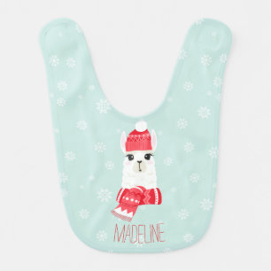 Cute Alpaca Baby's First Christmas Personalized Baby Bib