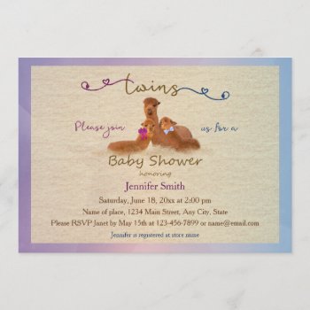 Cute Alpaca Boy Girl Twins Baby Shower Invitations by Walnut_Creek at Zazzle