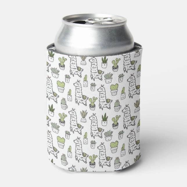 Cute Alpaca & Cactus Pattern Can Cooler (Can Front)