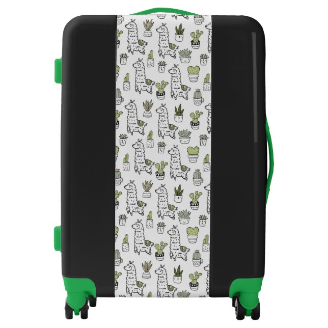Cute Alpaca & Cactus Pattern Luggage (Front)