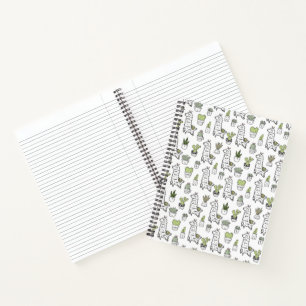 Cute Alpaca & Cactus Pattern Notebook