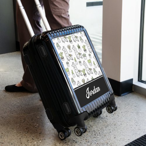 Cute Alpaca  Cactus Pattern  Personalize Luggage