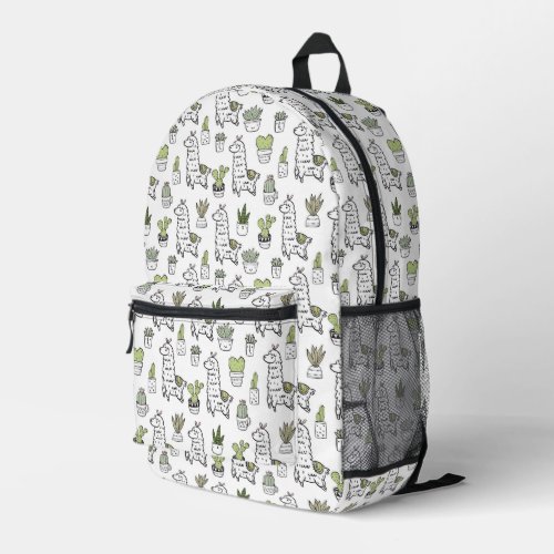 Cute Alpaca  Cactus Pattern Printed Backpack