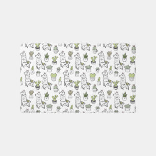 Cute Alpaca & Cactus Pattern Rug