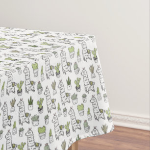 Cute Alpaca & Cactus Pattern Tablecloth