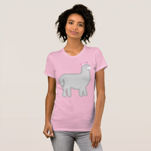 Cute Alpaca Cariña pink hearts T-Shirt