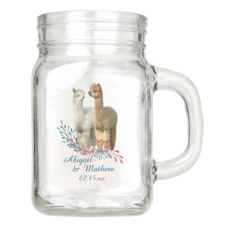Cute Alpaca Country Wedding Mason Jar