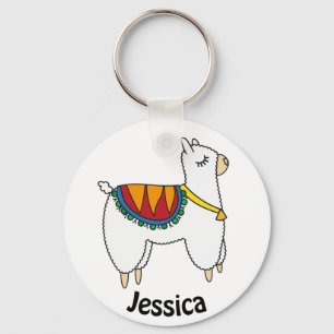 Cute Alpaca Doodle Personalised Keychain