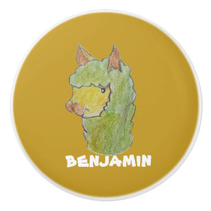 Cute alpaca face art ceramic knob