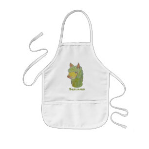 Cute alpaca face art kids' apron