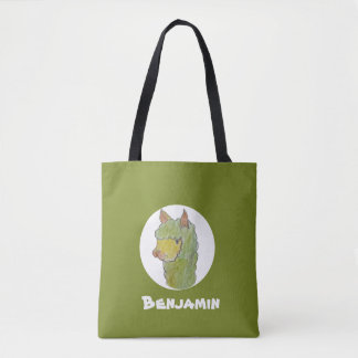 Cute alpaca face art tote bag
