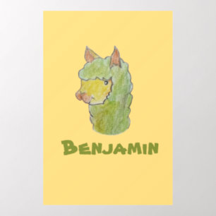 Cute alpaca face art wall decal
