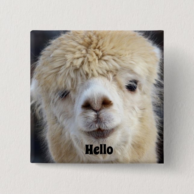 Cute Alpaca face Button (Front)