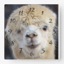 Cute Alpaca face Square Wall Clock