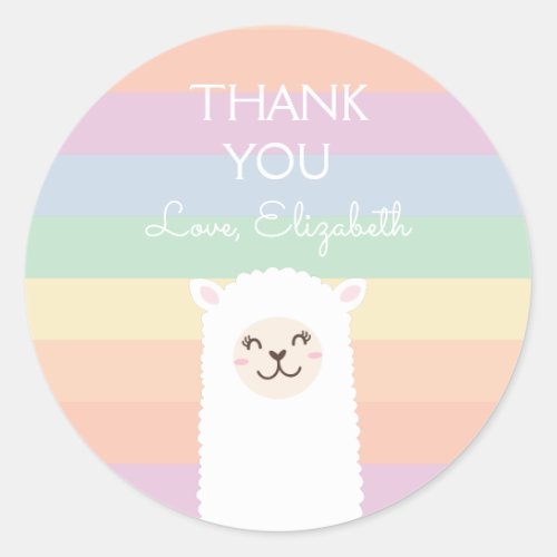 Cute Alpaca Gender Neutral Baby Shower Thank You Classic Round Sticker