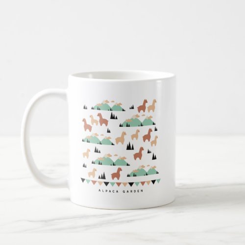 Cute Alpaca Herd Pattern Coffee Mug