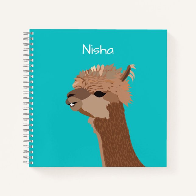 Cute Alpaca Kids Name Personalized Notebook (Front)