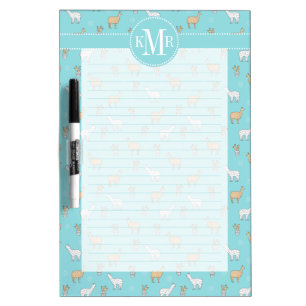 Cute Alpaca Llama Cactus Pattern Dry Erase Board