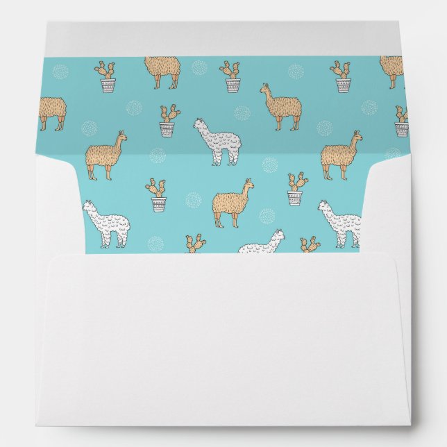 Cute Alpaca Llama Cactus Pattern Envelope (Back (Bottom))