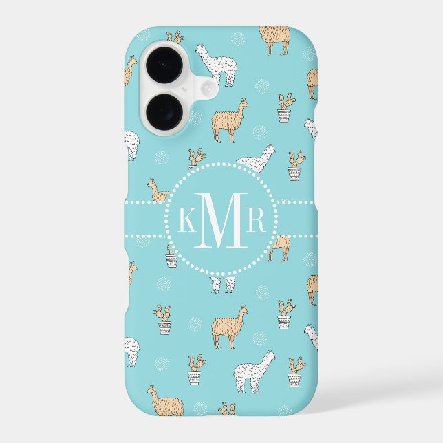 Cute Alpaca Llama Cactus Pattern Iphone Case (Back)