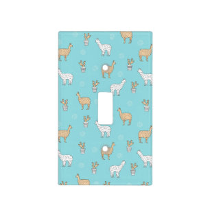 Cute Alpaca Llama Cactus Pattern Light Switch Cover
