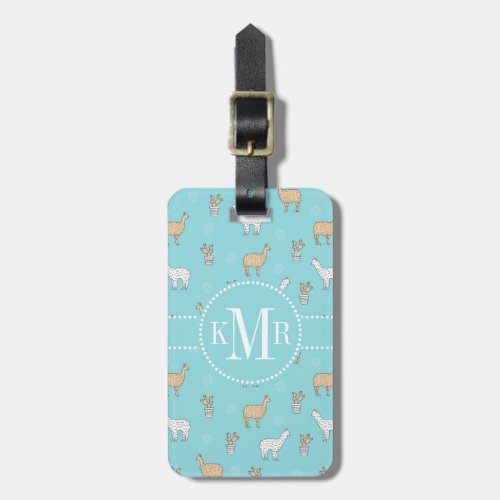 Cute Alpaca Llama Cactus Pattern Luggage Tag