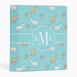Cute Alpaca Llama Cactus Pattern Mini Binder